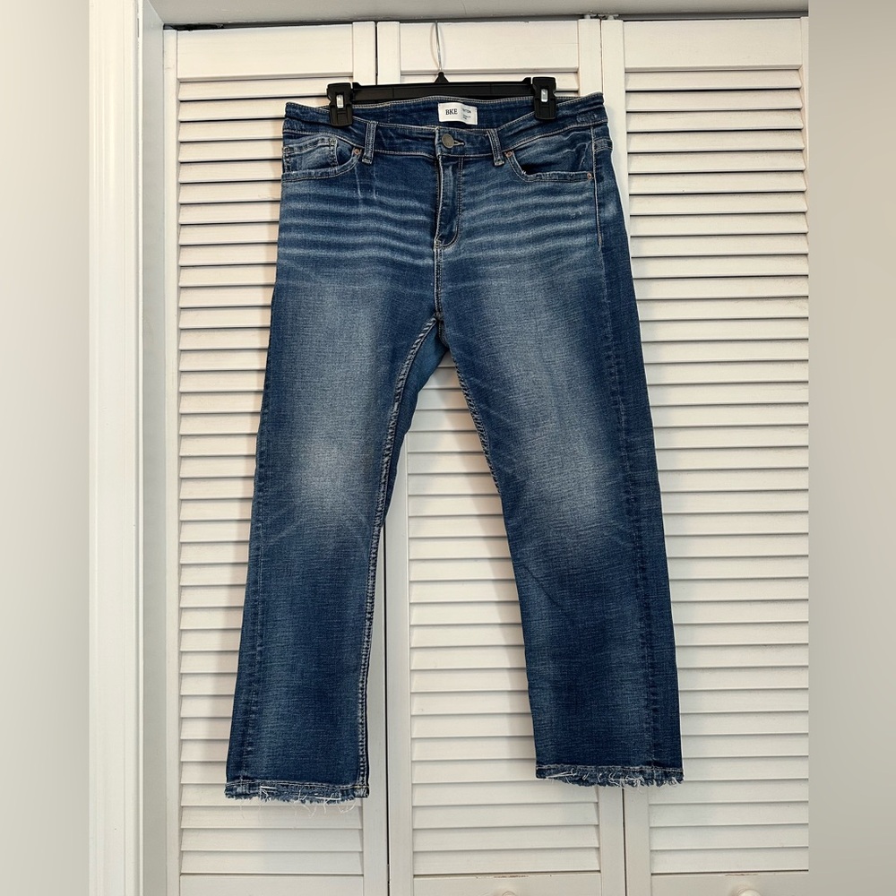 BKE Woman’s Faded Indigo Straight Jeans